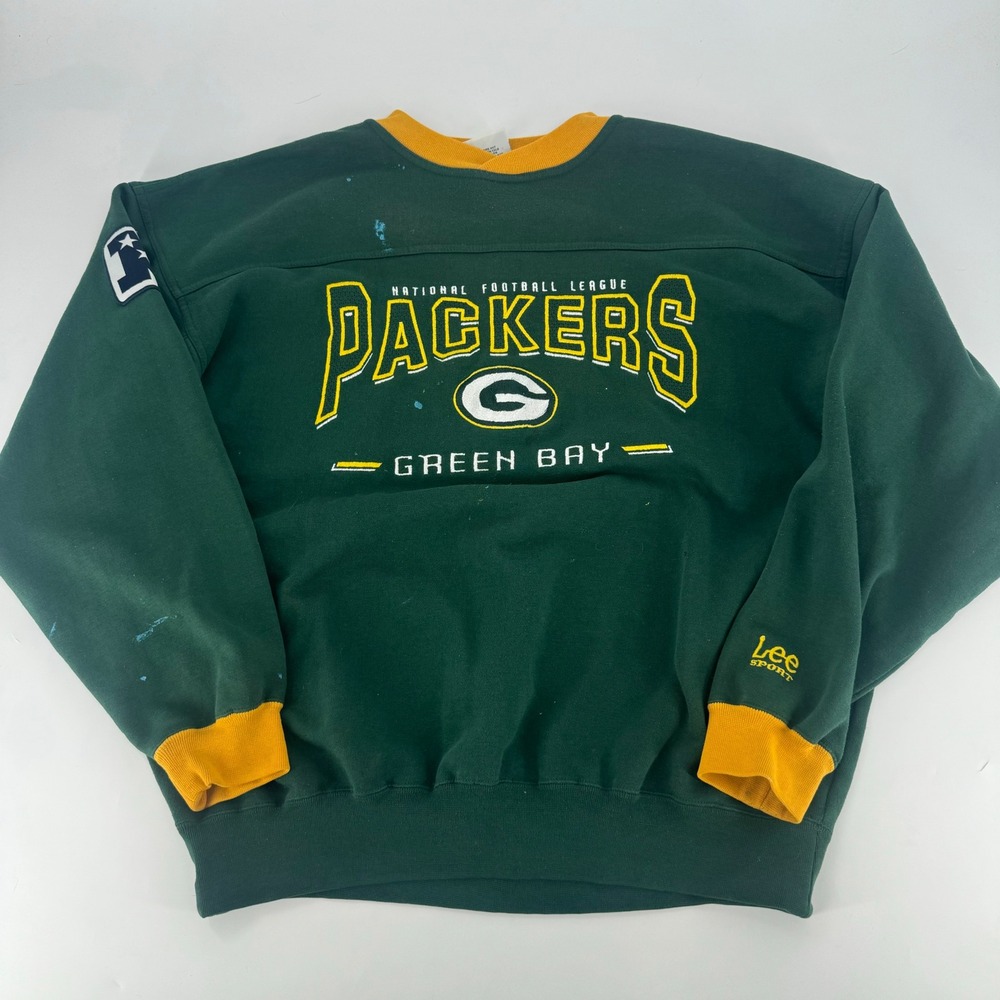 Vintage Lee Sport Green Bay Packers Sweatshirt Mens L Green NFL Pullover